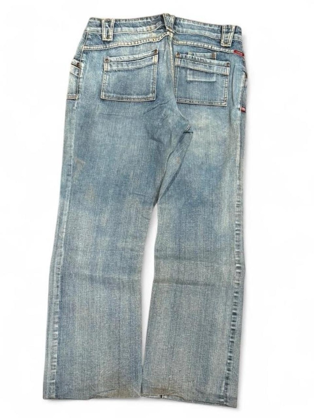 Y2K Moto U.K. Bondage Acid Washed Faded Flared Bootcut High Rise Jeans